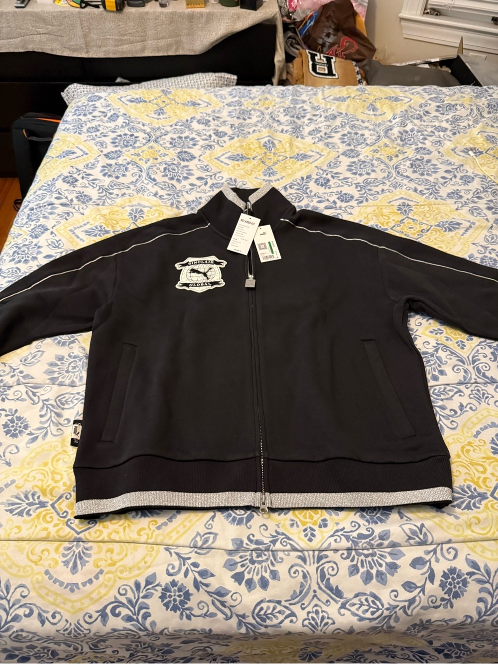 Sinclair Puma Black Zip-Up Track Jacket with White Trim